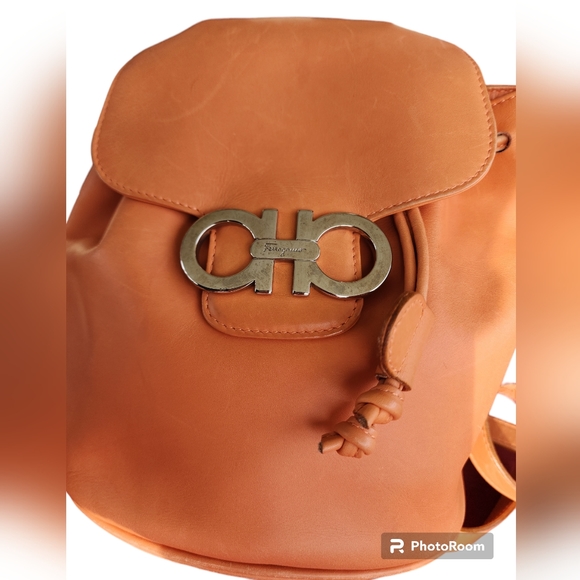 Ferragamo Gancini orange  mini backpack purse - Picture 7 of 7